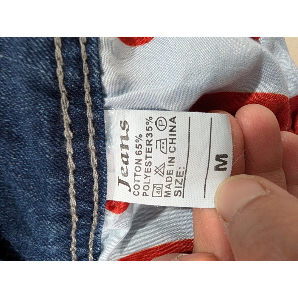 Unbranded Americana Distressed Denim Jean Shorts Blue Red White Stars Medium - Picture 4 of 7